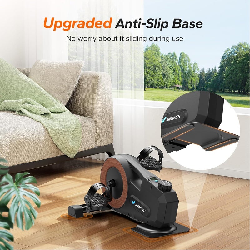 Merach Under Desk Bike Pedal Exerciser, Quiet Magnetic Mini Exercise Bike with App for Arm, Leg Recovery, Physical Therapy, Smooth Foot Desk Cycle with 2 Resistance Bands & Non-Slip Mat - Image 5